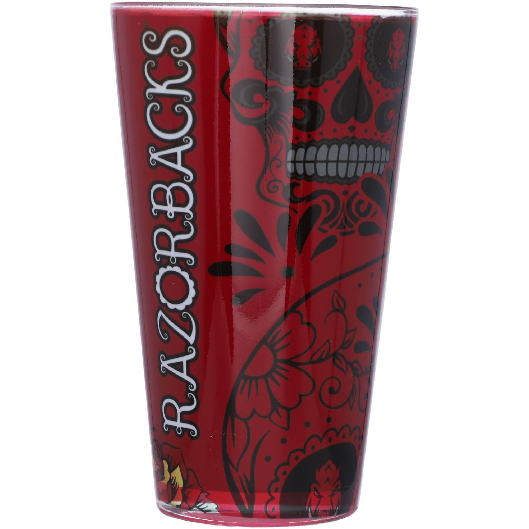 Alt View 1. Indigo Falls - Arkansas Razorbacks 16oz. Team Dia de los Muertos Pint Glass - Multicolor.