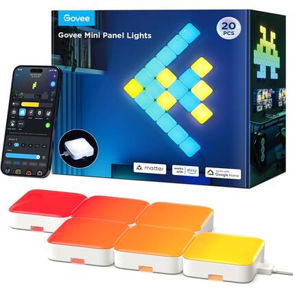 Govee Mini Panel Lights 20 PCS
- Works with Matter
- Works with Alexa
- Works with Google Home