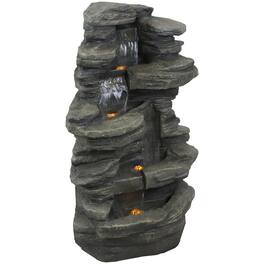 Sunnydaze - Electric Stacked Shale Water Fountain with LED Lights - 38 in - Gray