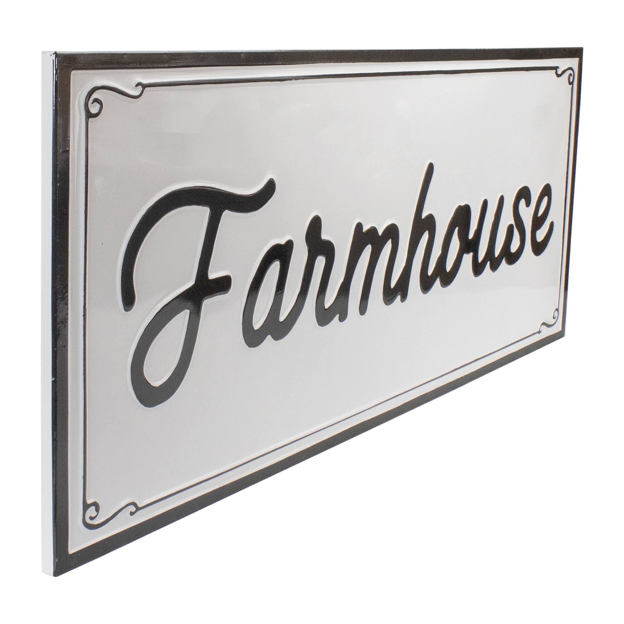 Alt View 2. Northlight - 36" Black and White "Farmhouse" Metal Sign Wall Decor - White.