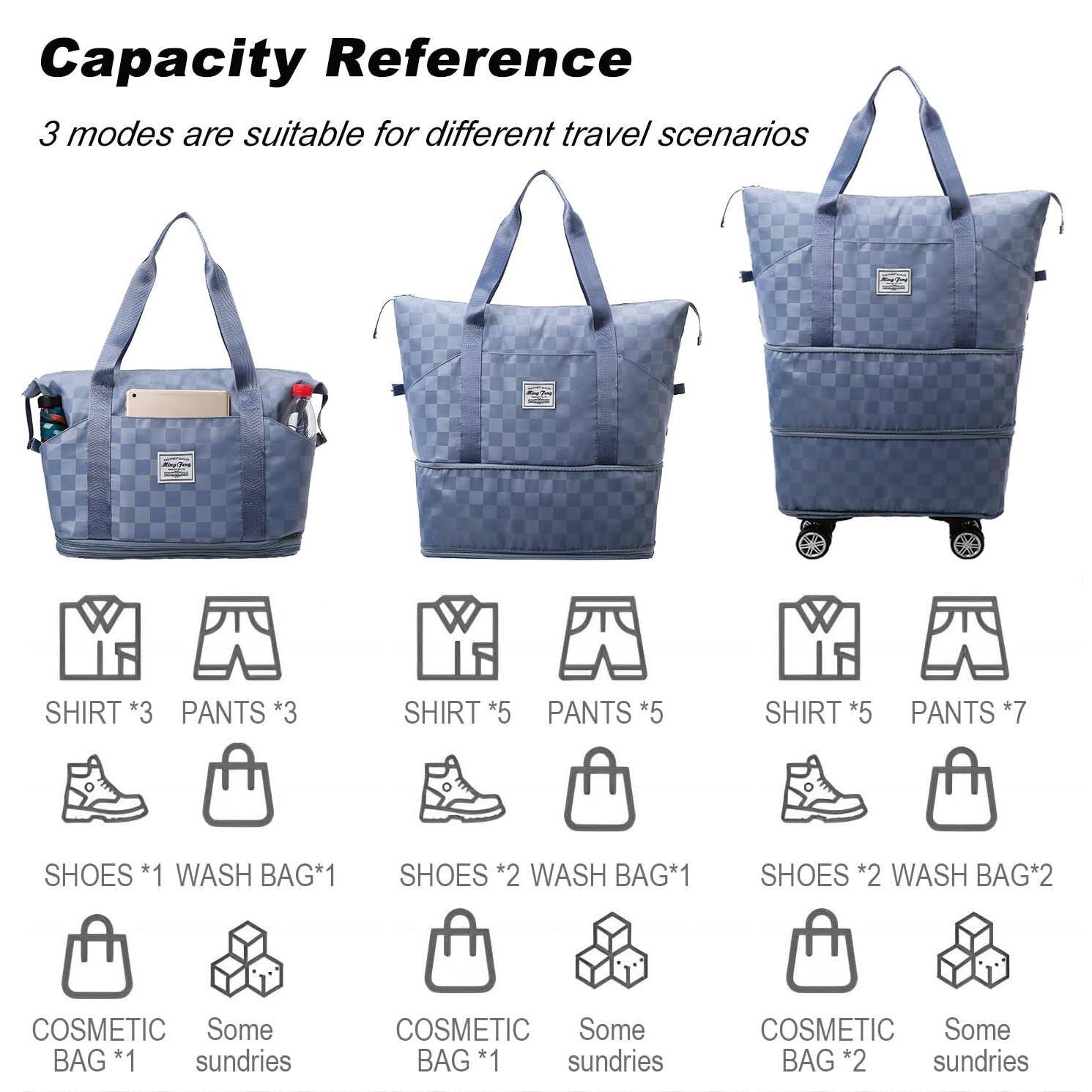 Dapper Styles Expandable Foldable Duffel Bag Suitcases Detachable ...