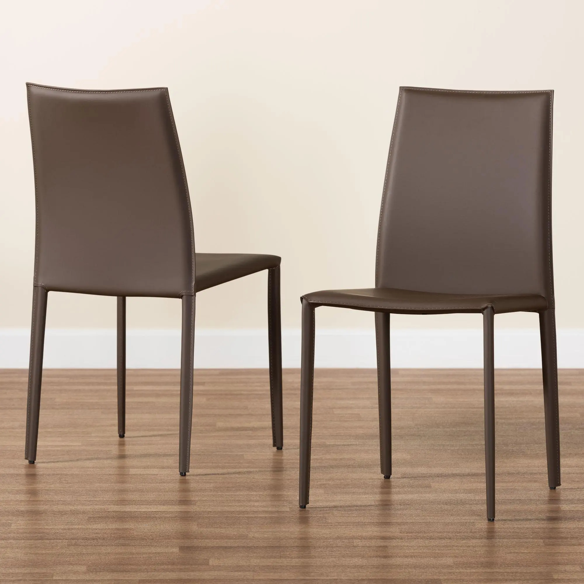Alt View 4. Baxton Studio - Rockford Modern and Contemporary Taupe Bonded Leather Upholstered Dining Chair - Taupe.