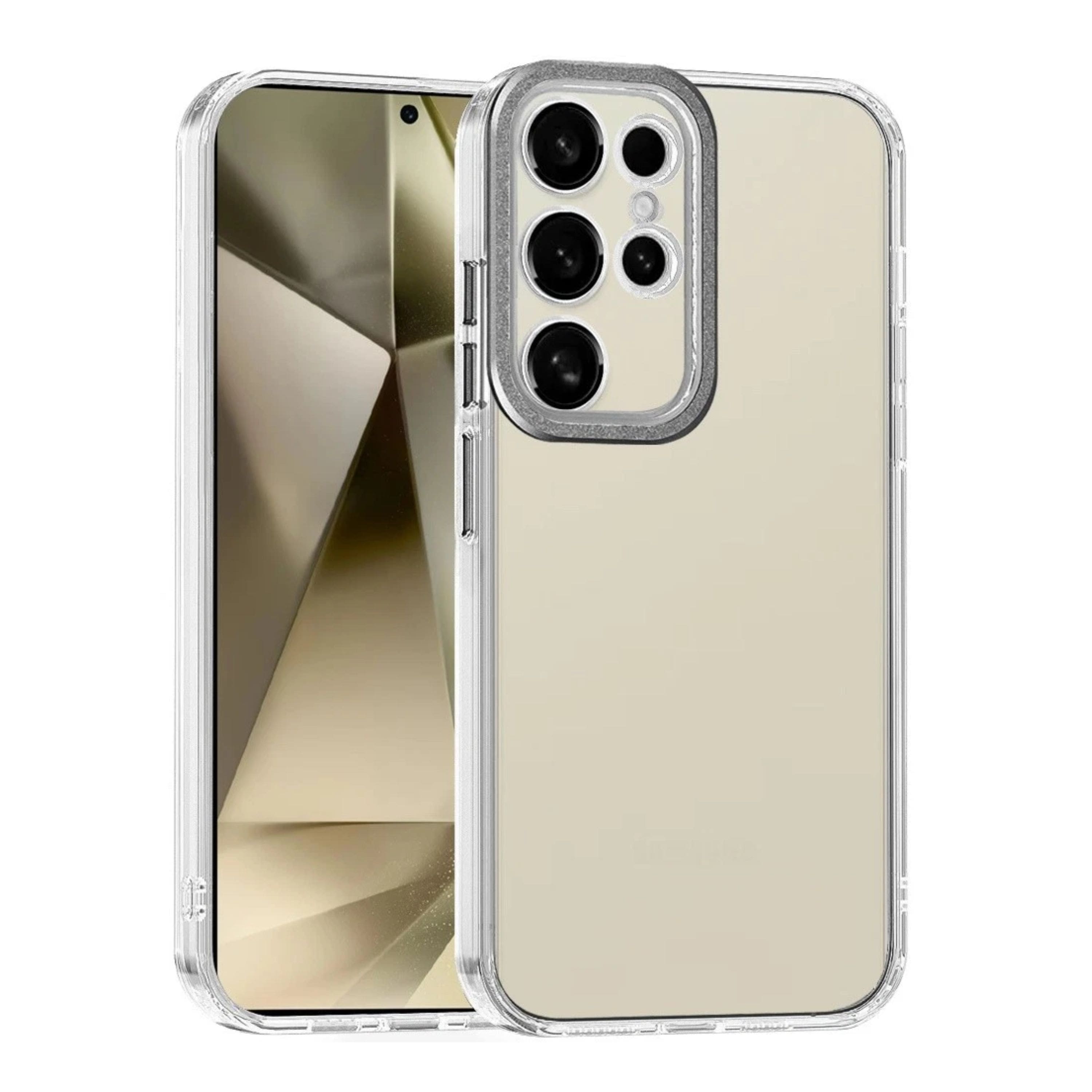 Kitcheniva - Hybrid Color Metal Buttons Raised Camera Lip Phone Case For Samsung Galaxy S24 - Clear