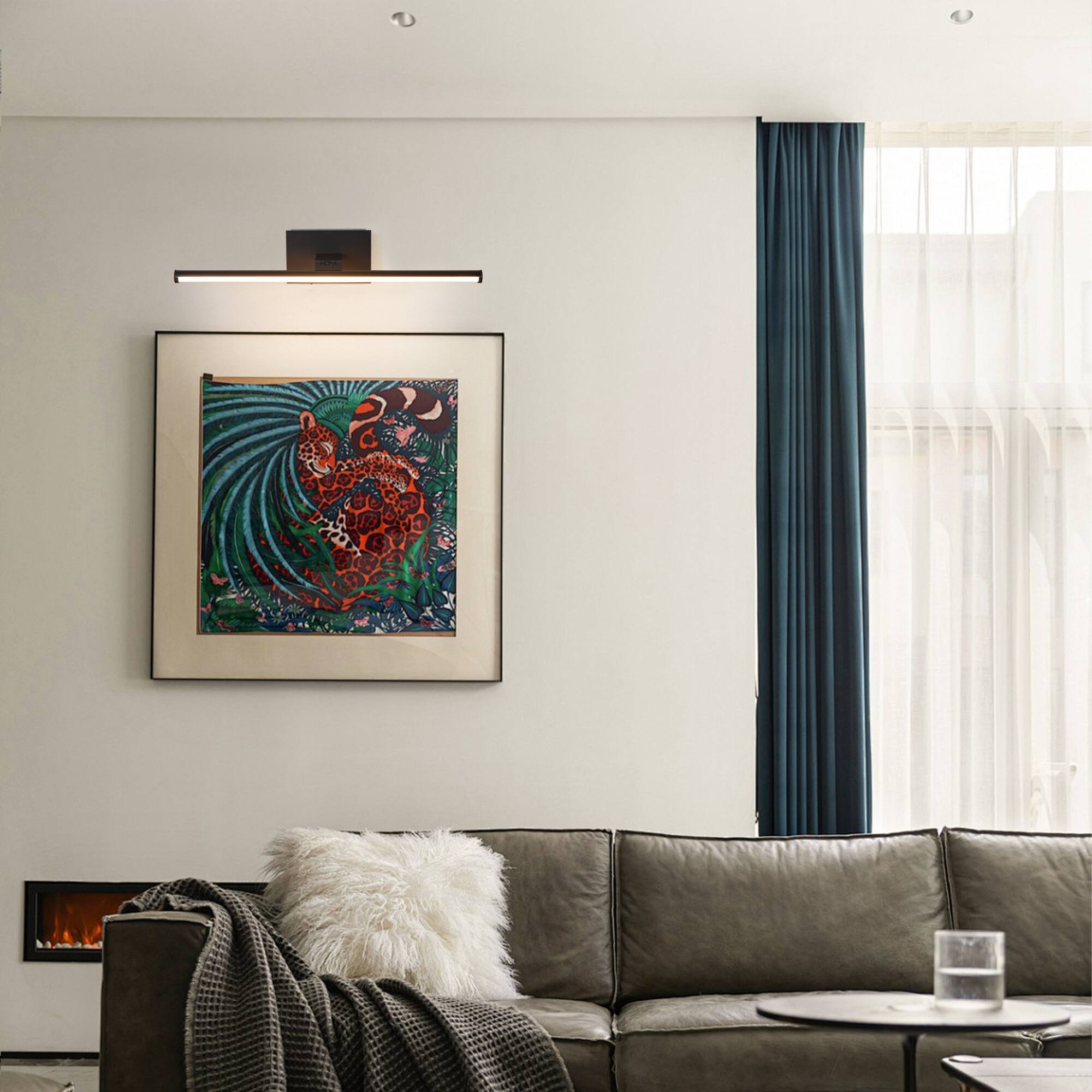 Angle. Parrot Uncle - Battery-Powered 3000K LED Black Vanity Light with Remote Control - Black.