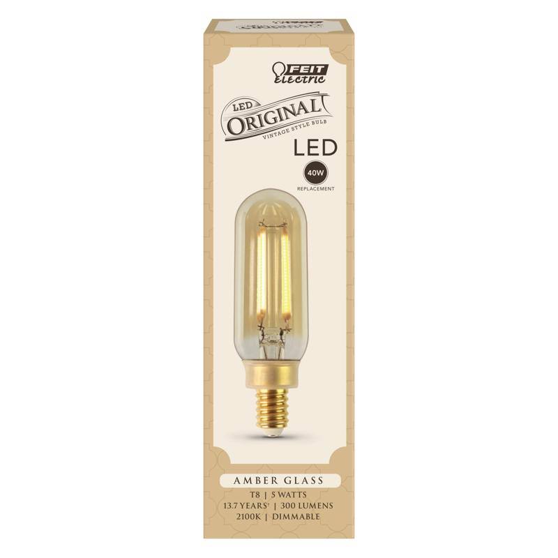 FEIT ELECTRIC - T8 E12 (Candelabra) LED Bulb Amber 40 Watt Equivalence 1 pk price history on PriceWatchPro