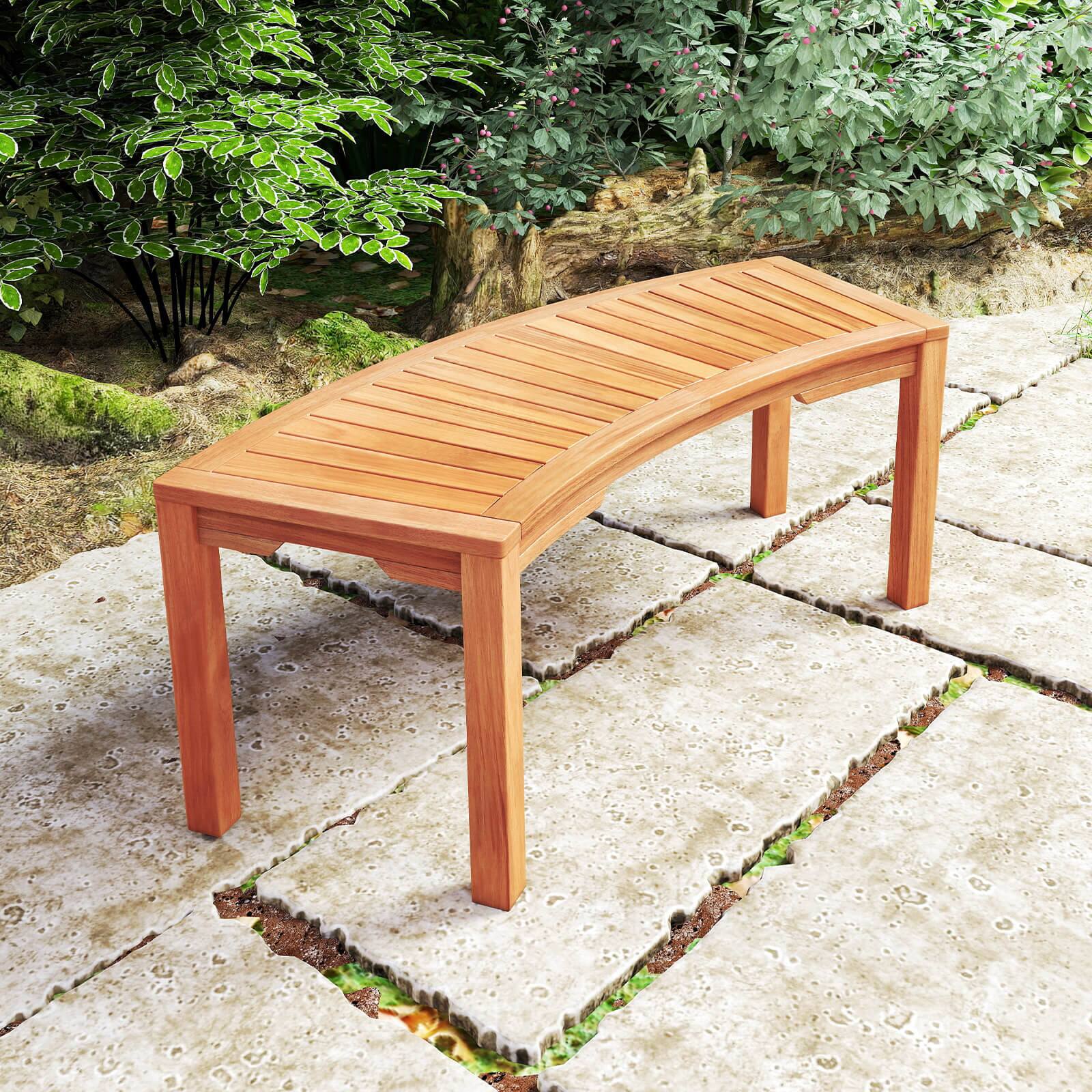 Alt View 1. Costway - Costway 1 PCS Outdoor Curved Bench with Slatted Seat Wrap Around Tree Bench 2-Person Seating - Natural.