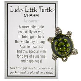 Ganz - Lucky Little Turtle Pocket Charm with Inspirational Card Miniature 1 inch - Green