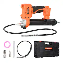 VEVOR - Cordless Grease Gun, 8000 PSI Max Pressure, Battery Operated Grease Gun with LED Light & 35.4-inch Long Hose - Black;Orange