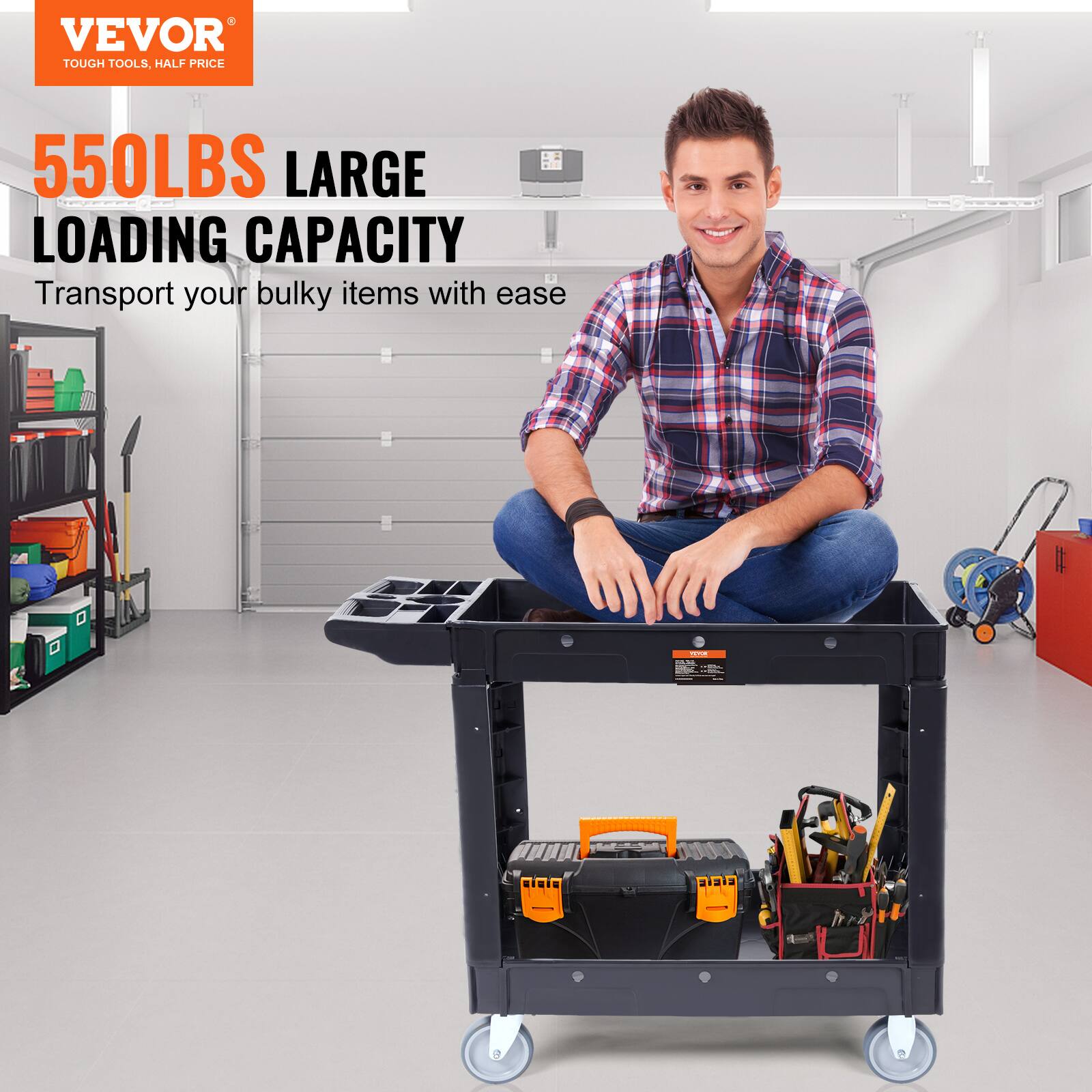 VEVOR TOUGH TOOLS, HALF PRICE 550LBS LARGE LOADING CAPACITY Transport your bulky items with ease