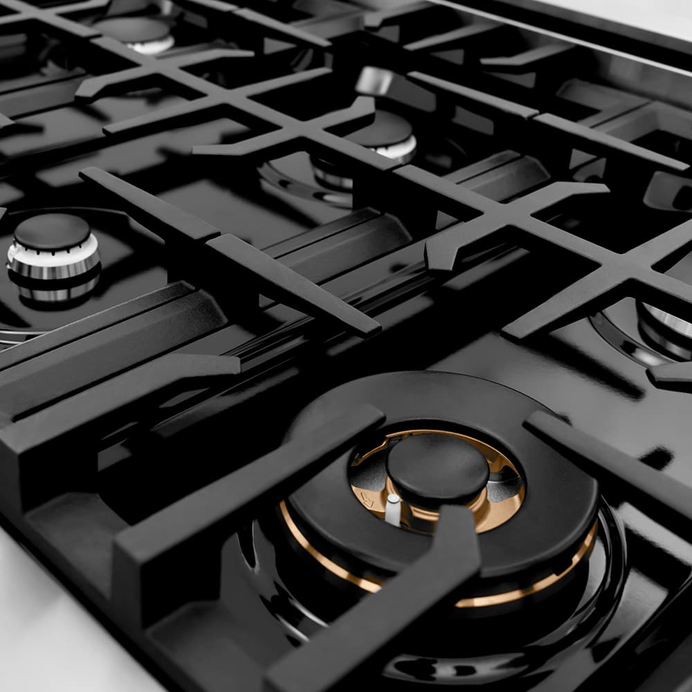 Alt View 1. ZLINE - ZLINE 48 in. Classic Gas Rangetop with 8 Burners and Porcelain Cooktop in Stainless Steel - Black.