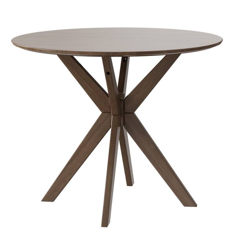 Back. Resenkos - 36 In Round Wood Dining Table with Intersecting Pedestal Base, Dining Table - Brown.