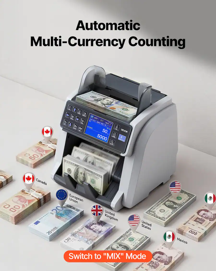 Money Counter Machine, Mixed Denomination Bill Cash Counter with CIS/UV ...