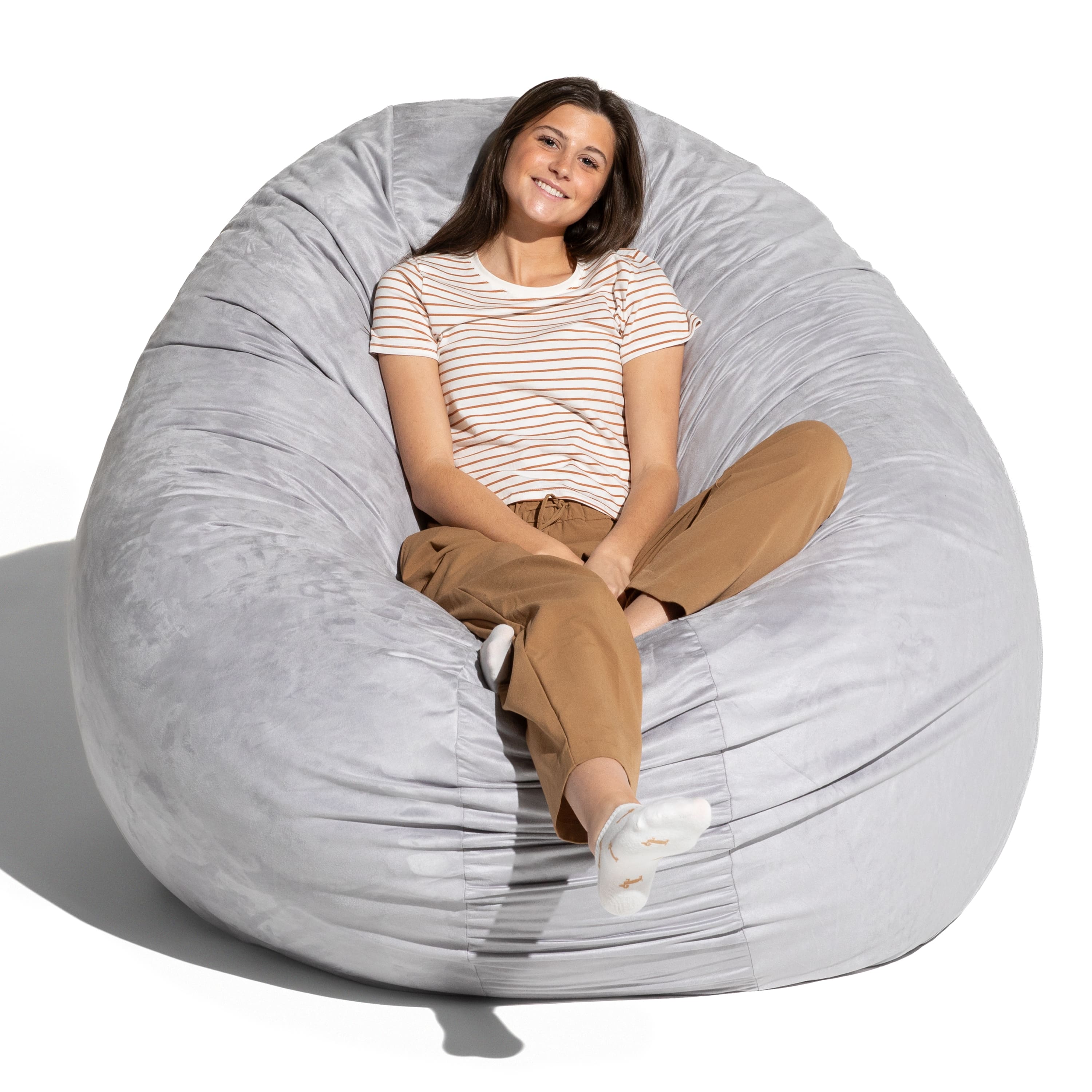 Jaxx - 6 Foot Cocoon - 2-in-1 Convertible Bean Bag Bed & Large Bean Bag Chair for Adults, Platinum - Microsuede Platinum