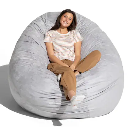 Front. Jaxx - Jaxx 6 Foot Cocoon - 2-in-1 Convertible Bean Bag Bed & Large Bean Bag Chair for Adults, Platinum - Microsuede Platinum.