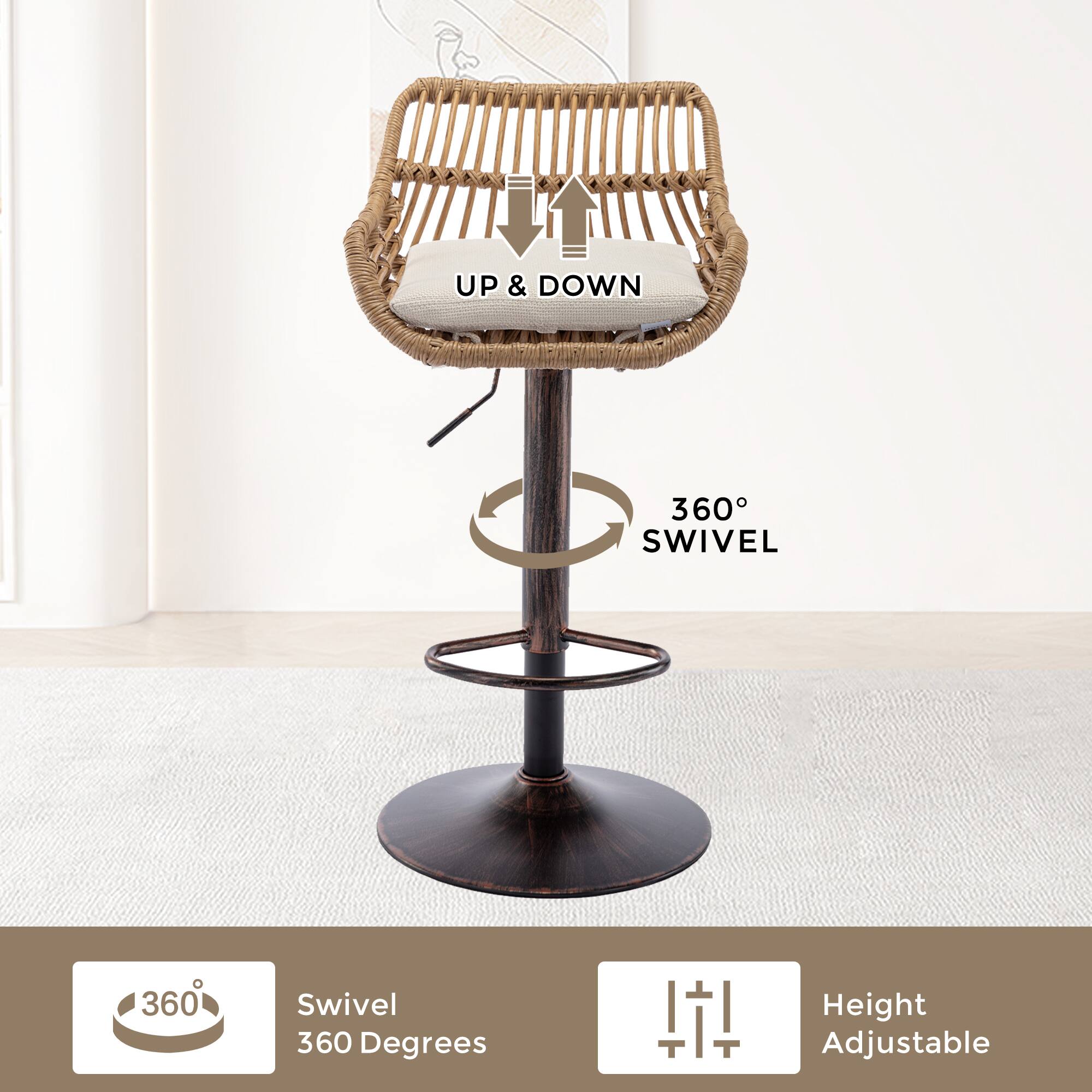 UP & DOWN  
360° SWIVEL  
Height Adjustable  

Swivel 360 Degrees  
Height Adjustable