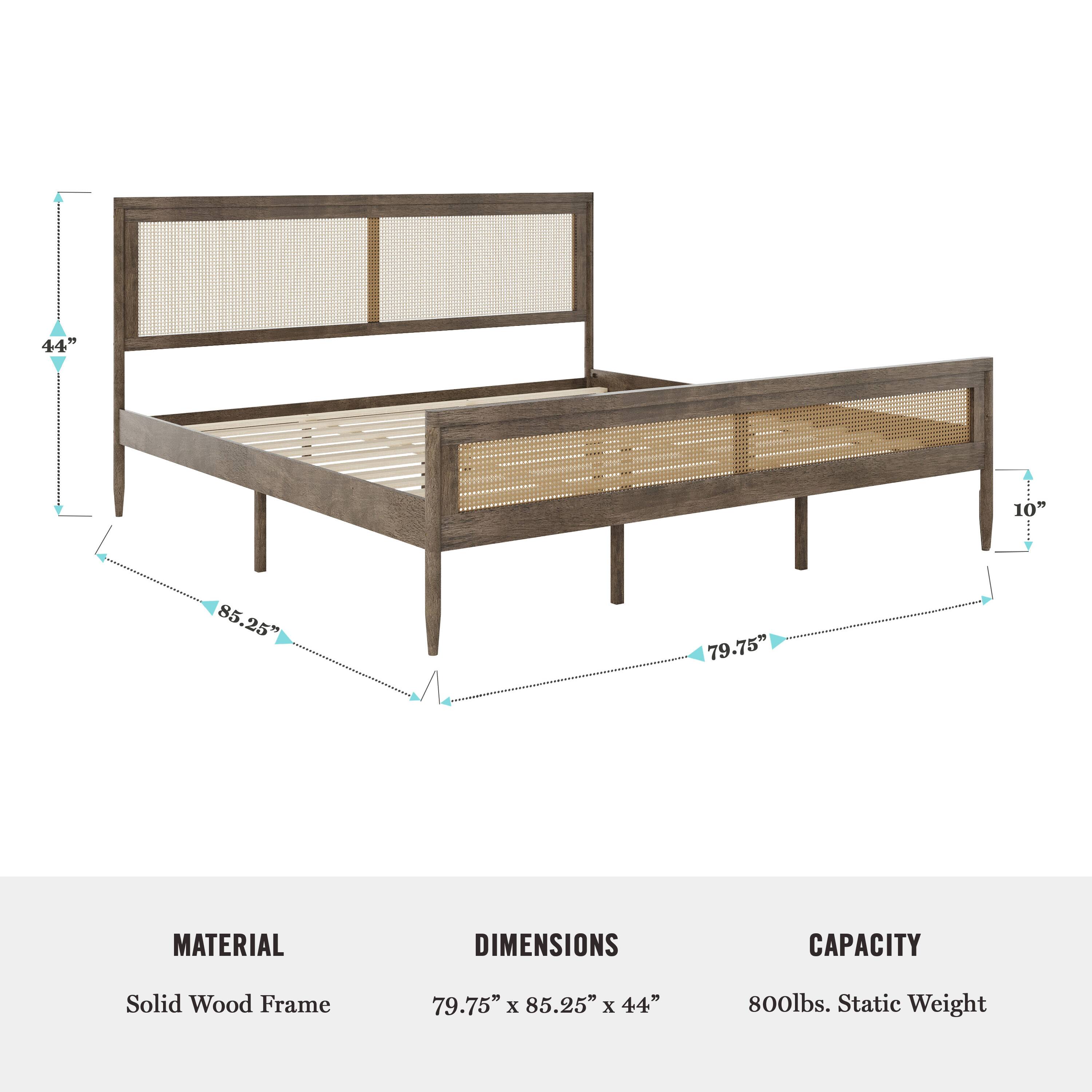 The text on the image reads:

Material: Solid Wood Frame
Dimensions: 79.75" x 85.25" x 44"
Capacity: 800lbs. Static Weight