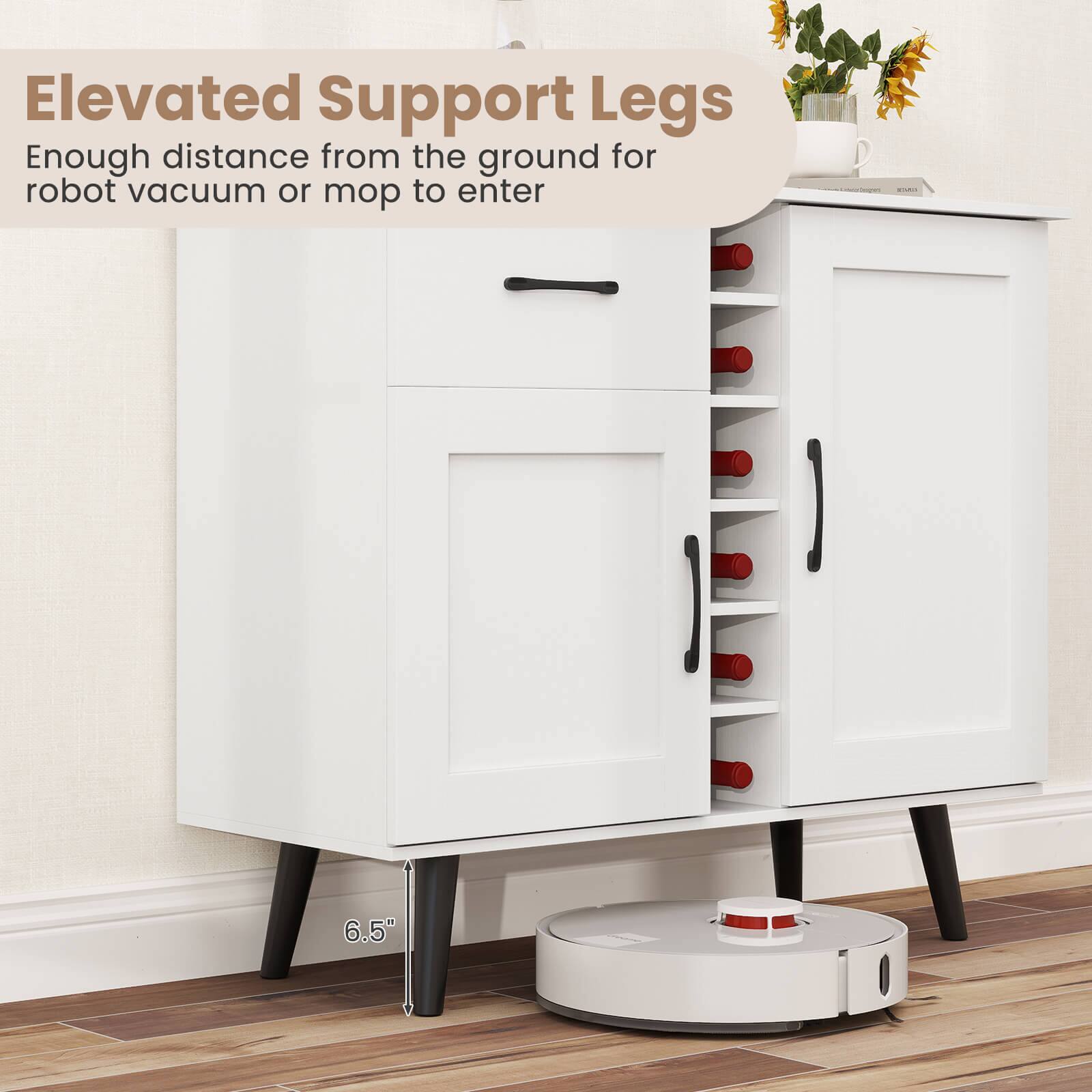 Elevated Support Legs
Enough distance from the ground for robot vacuum or mop to enter - 6.5"