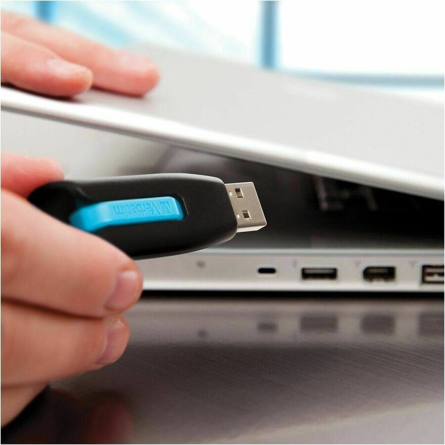 Alt View 1. Verbatim - 64GB Store 'n' Go&reg; V3 USB 3.2 Gen 1 Flash Drive - 2pk - Red, Blue - 64GB - 2pk - Red, Blue - Blue,Red.