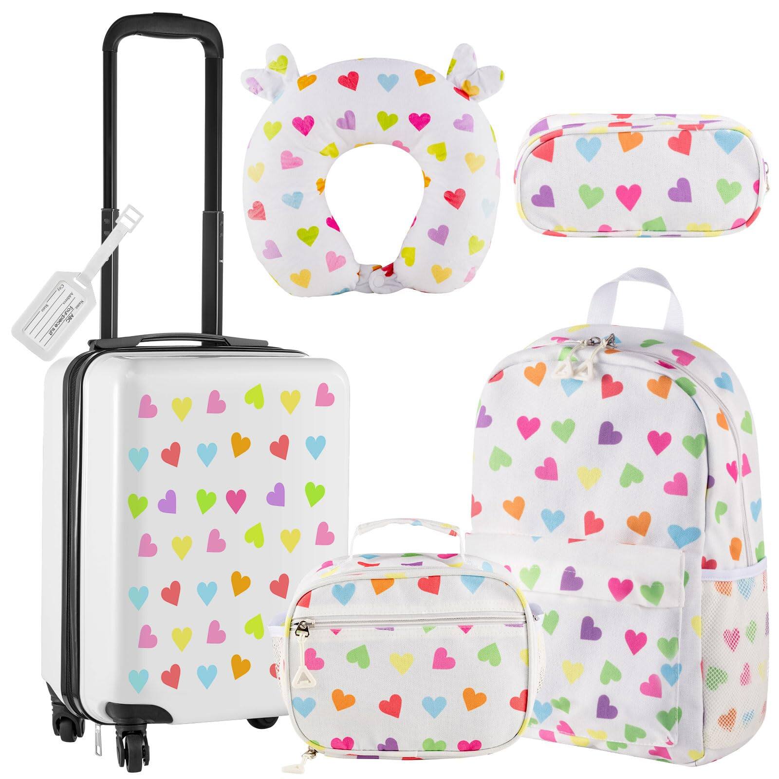 Alt View 1. Dapper Styles - 6 Luggage Set Rolling Double Pattern Suitcase pieces there canvas - Dark Blue-17 Inch-Dinosaur Style.