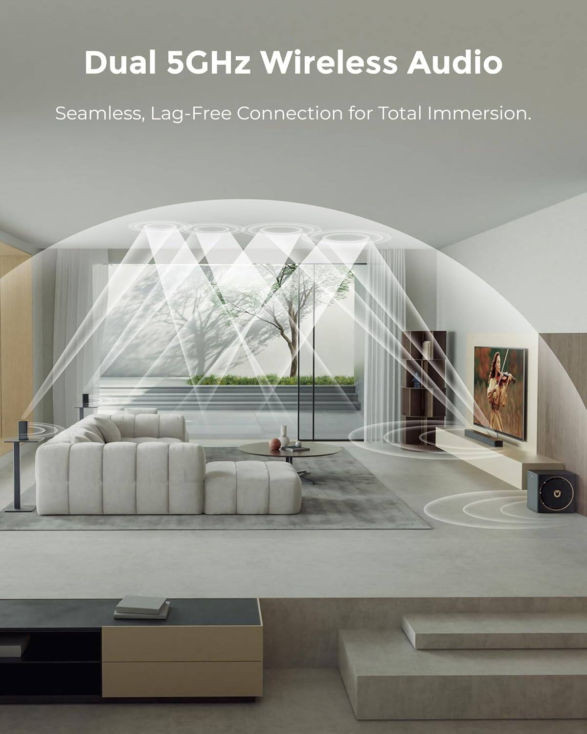 Dual 5GHz Wireless Audio  
Seamless, Lag-Free Connection for Total Immersion.