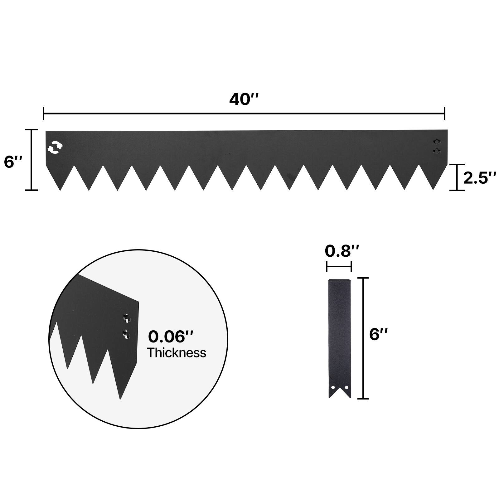 40" x 6" x 2.5" x 0.8" x 0.06" Thickness