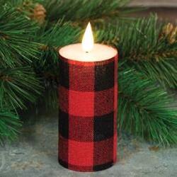 Angle. BreeBe - Lodge LED Votive 2"x5" - Red, Black.