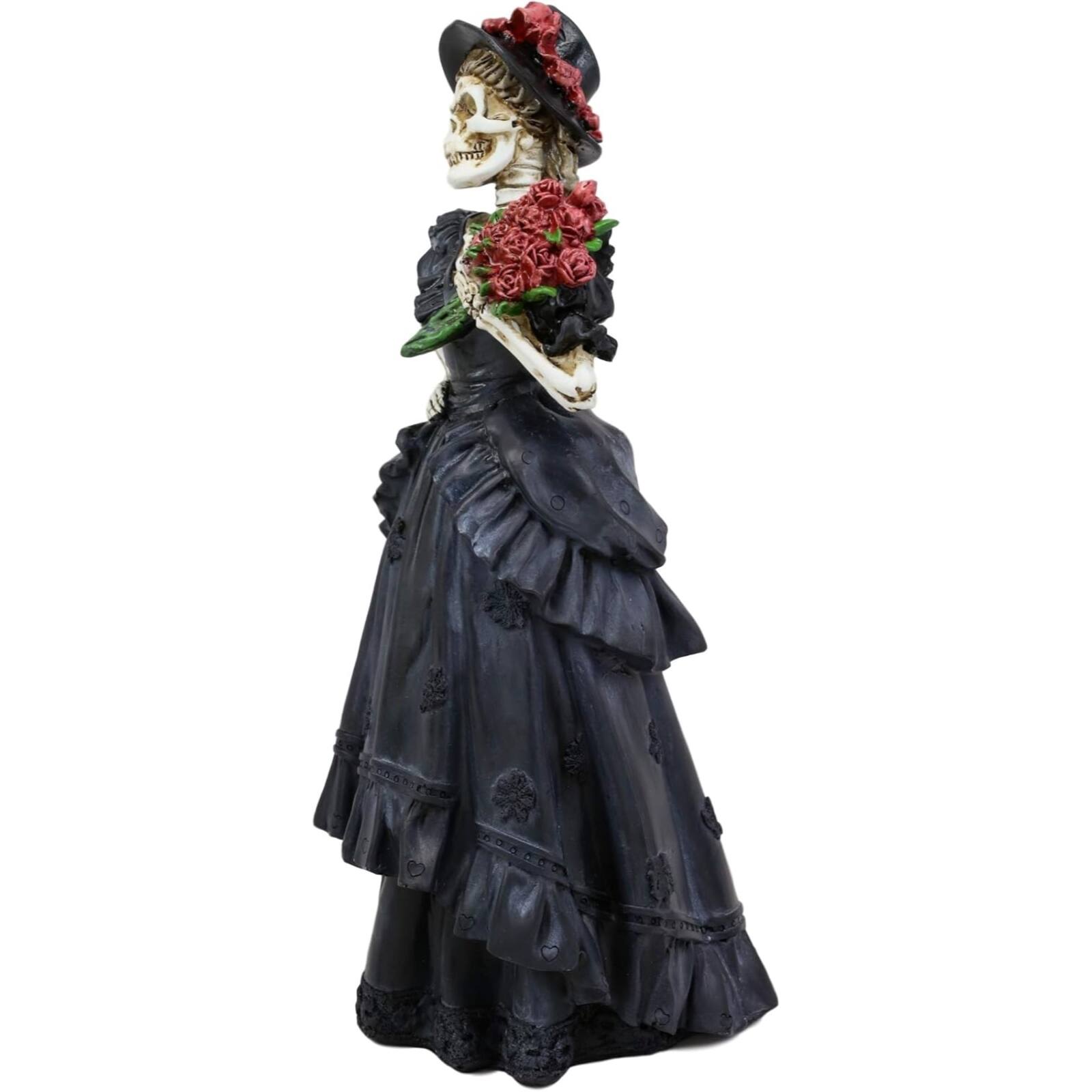 Left. Pacific Trading - Day of The Dead Lady Bride with Renaissance Black Steampunk Figurine 12.5 inch.