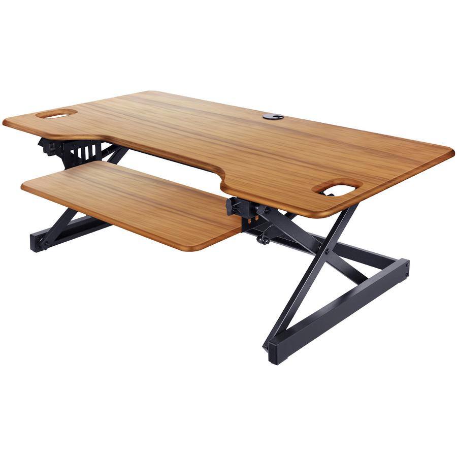 Alt View 5. Rocelco - DADRT- 46 Sit Stand Desk Riser - Desktop - Teak - Brown.