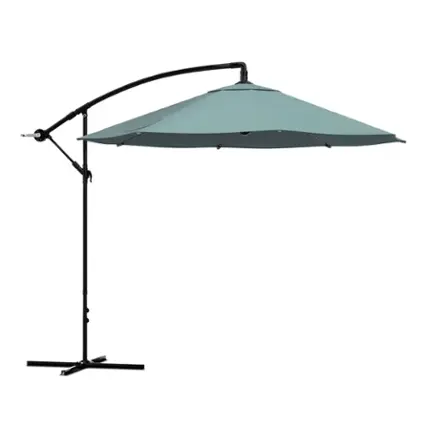 Nature Spring - 10-Foot Cantilever Hanging Offset Patio Umbrella with Easy Crank - Dusty Green