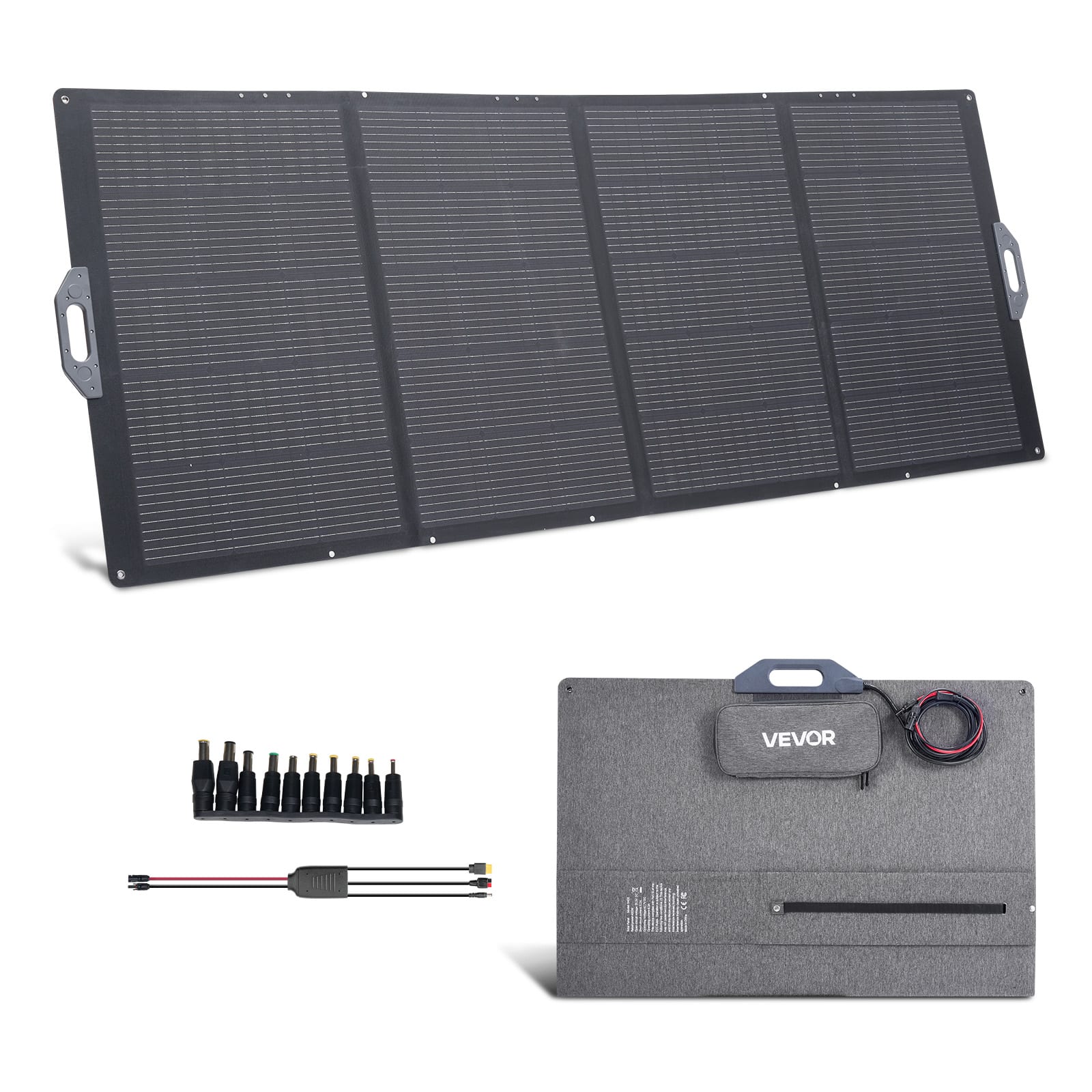 VEVOR - 400W Foldable Solar Panel, 24% High-Efficiency Portable Monocrystalline Solar Panel Charger with MC4 Output - Black