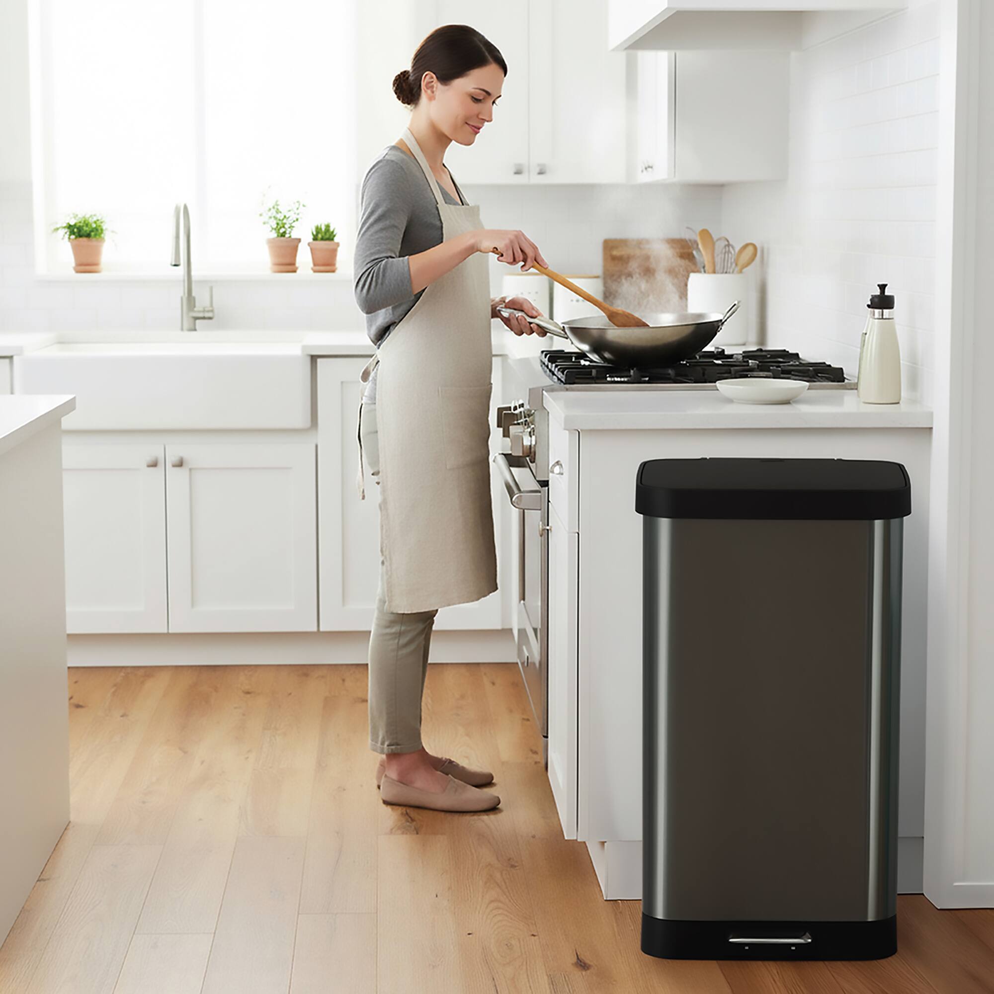 Alt View 8. Glad - Glad Step Trash Can, Soft Close Lid Bin with Odor Protection, 20 Gallon, Pewter - PEWTER.