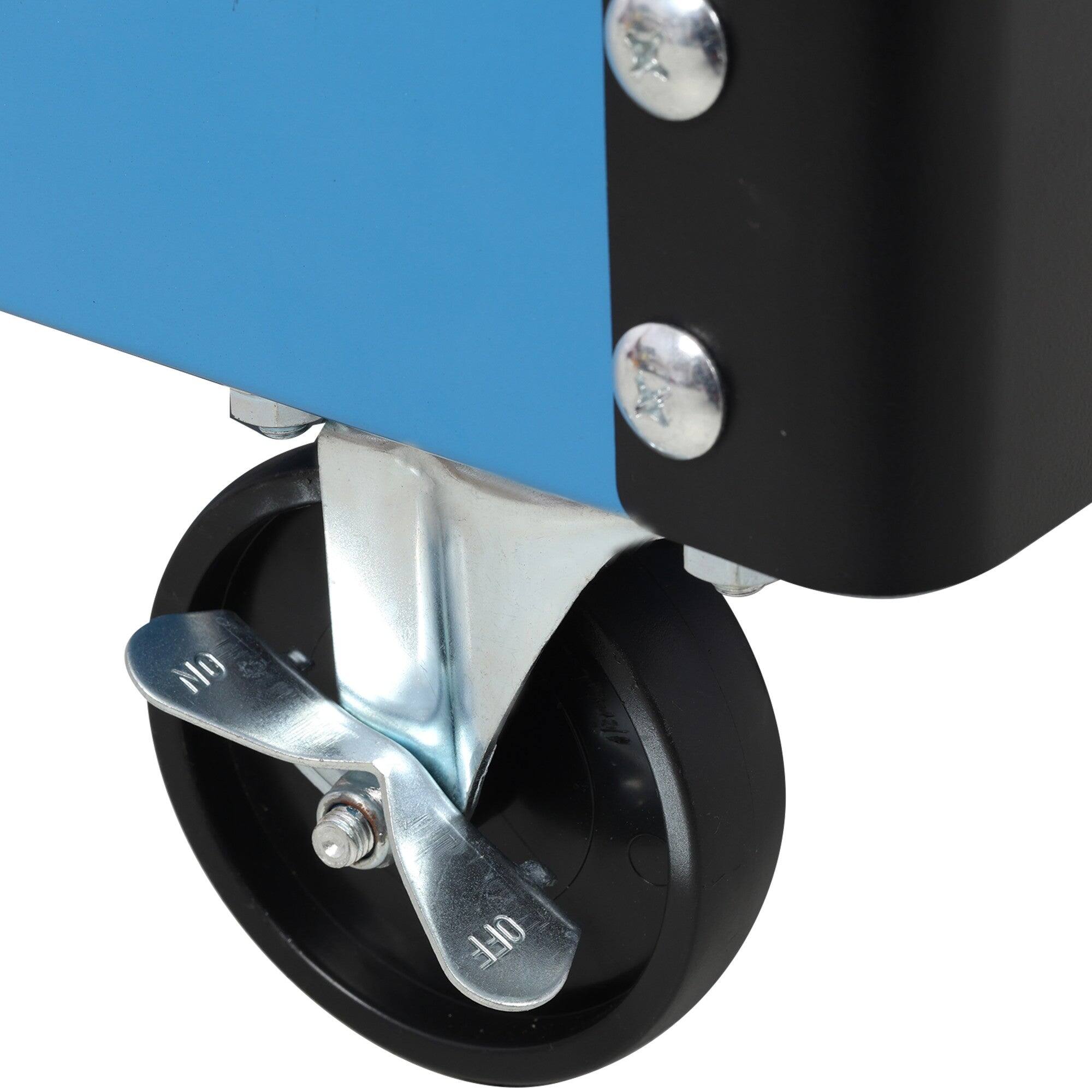 Alt View 3. Boyel Living - 15 Inches 3 Tier Blue Steel Rolling Utility Tool Cart With Pegboard For Garage - Blue.