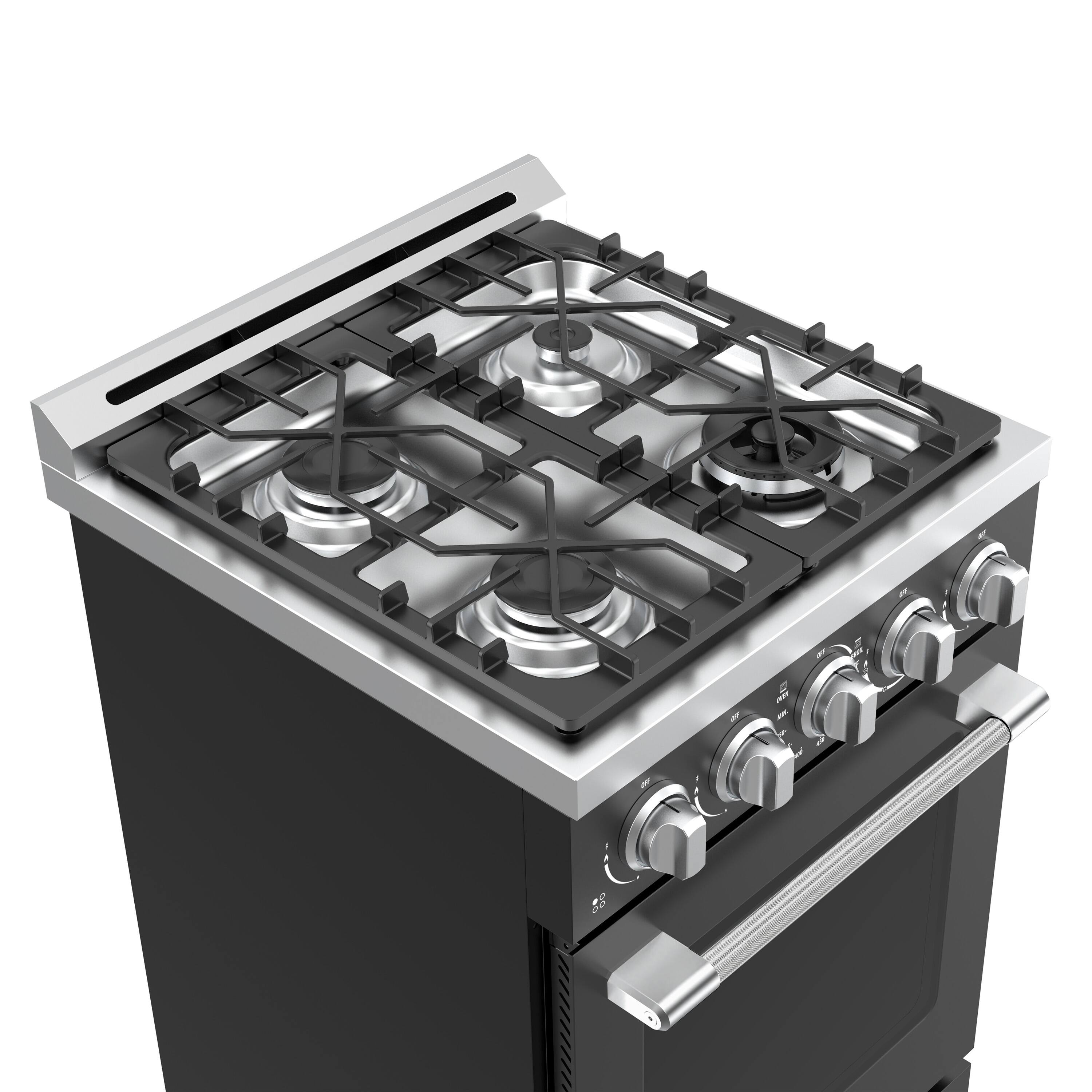 Alt View 6. Unique Appliances - Off-Grid 24 in. Wide 4 Burner 3.75 Cu. Ft. Freestanding LP Gas Range with Waist-High Broiler and Manual Clean - Black.