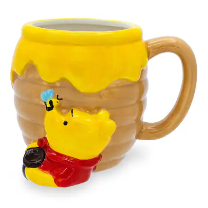 Front. Disney - Disney Winnie the Pooh Honey Pot Sculpted Ceramic Mug | Holds 23 Ounces - Yellow.