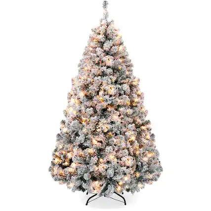 Front. Best Choice Products - Best Choice Products 9ft Artificial Christmas Tree w/ Twinkling Lights, Full Flocked Pre-Lit Pine, 900 Lights - Green.