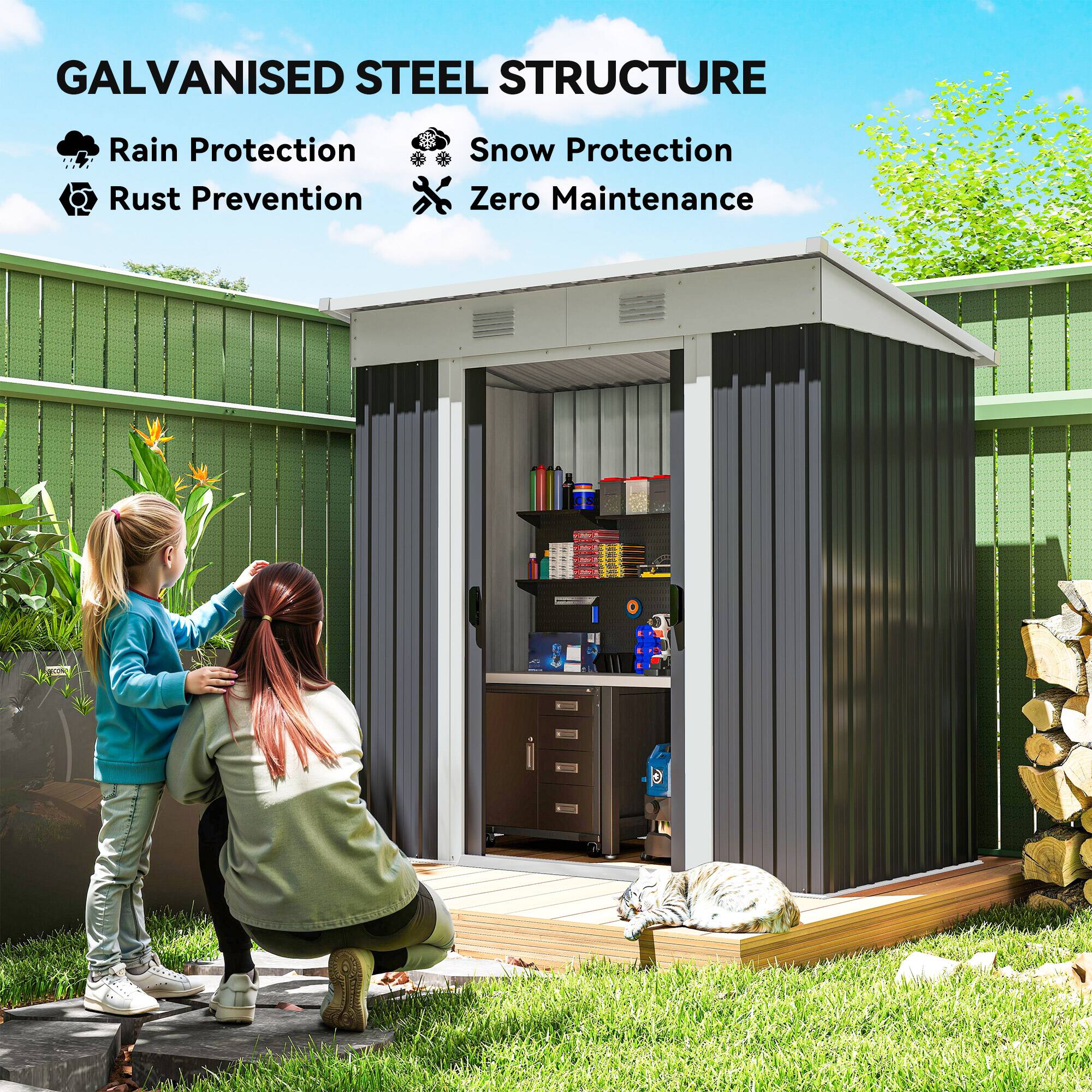 GALVANISED STEEL STRUCTURE  
- Rain Protection  
- Snow Protection  
- Rust Prevention  
- Zero Maintenance