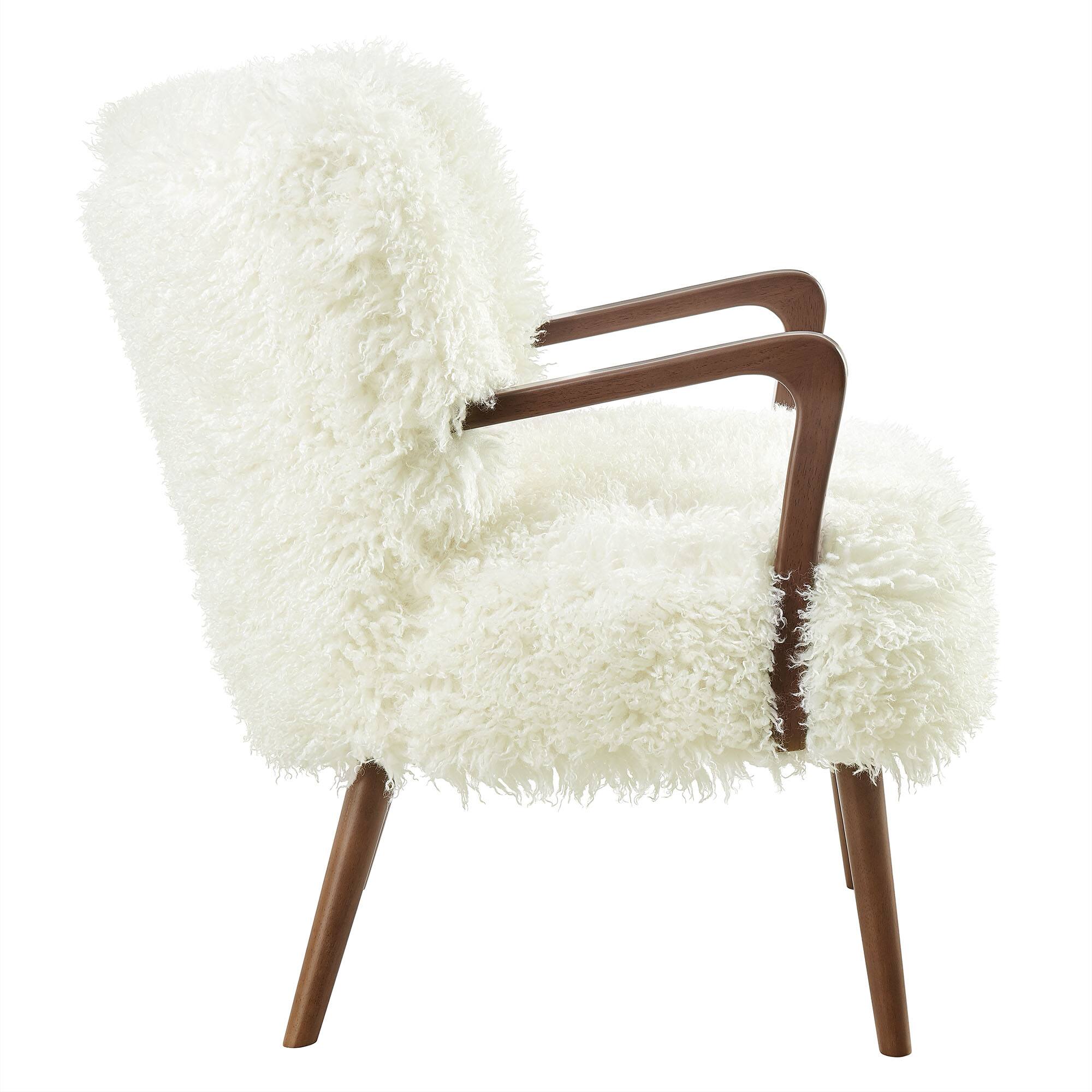 Alt View 2. Modway - Zerra Faux Shearling Accent Armchair by Modway - White.