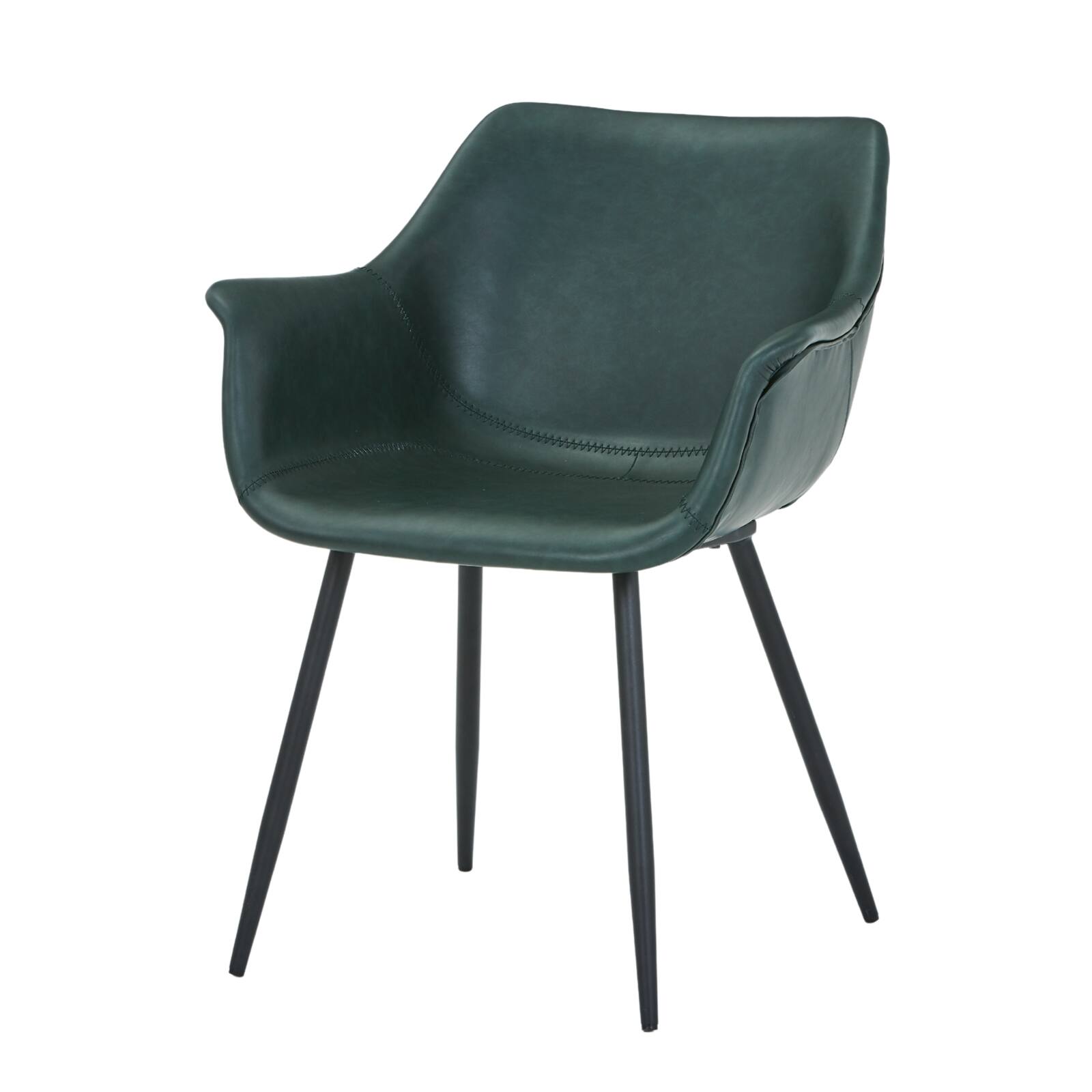 Alt View 9. LeisureMod - Markley Modern Distressed Leather Dining Chair with Iron Legs - Olive Green.