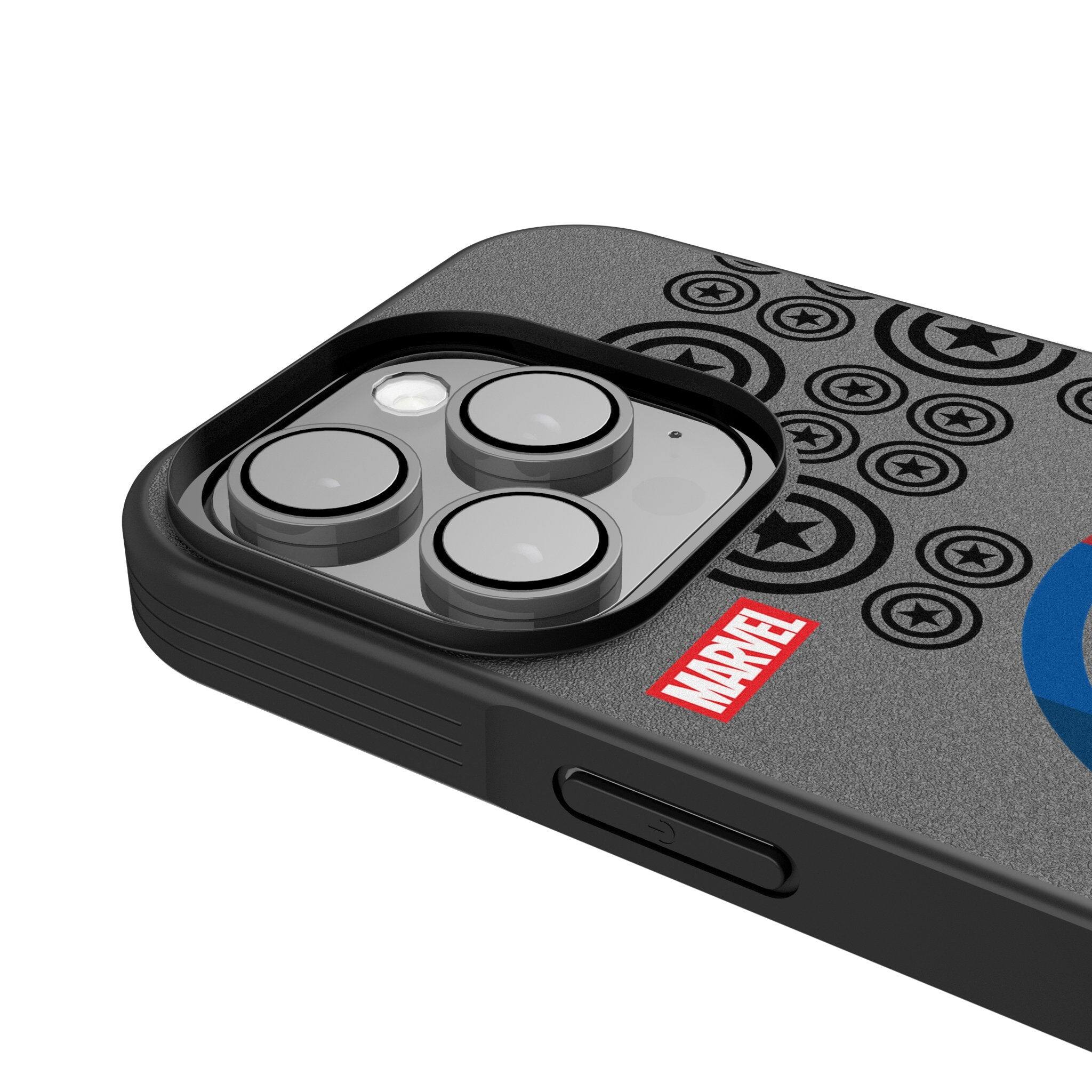 Back. Keyscaper - Marvel Sigil Bump Phone Case - Apple iPhone 15 - Captain America.