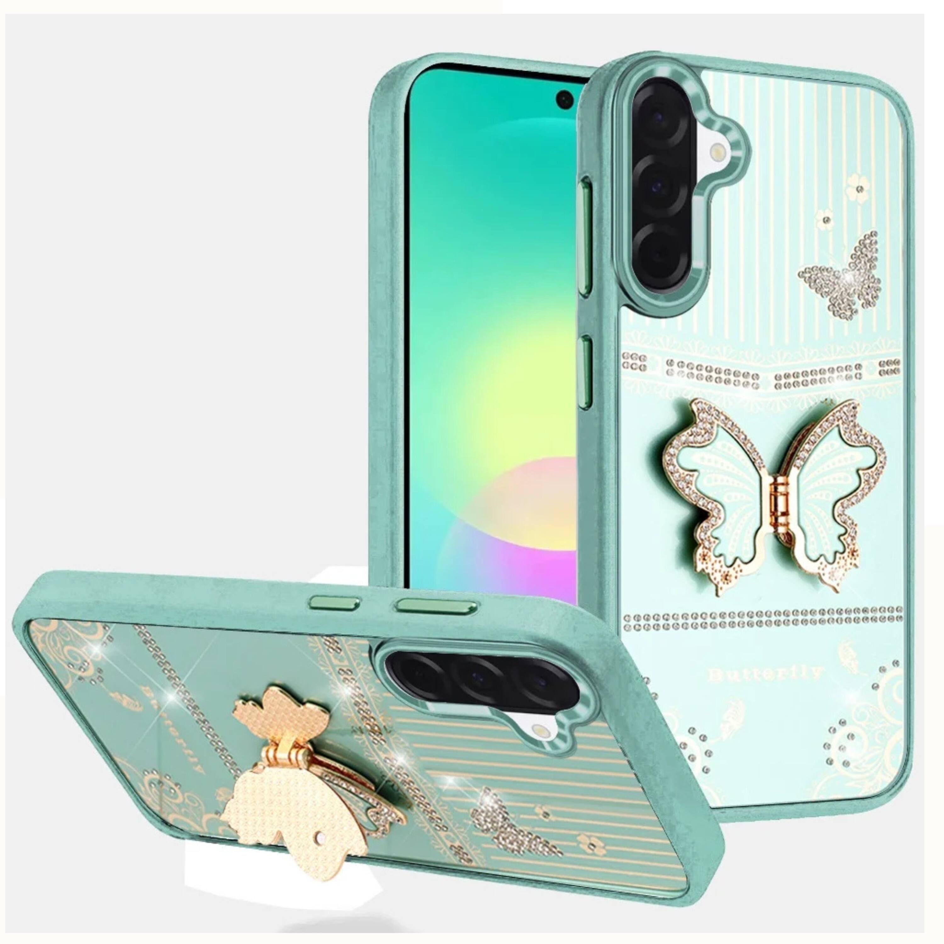 Kitcheniva - 3D Butterfly Charm Stand Case With Tempered Glass For Samsung A27 5G - Teal price history on PriceWatchPro