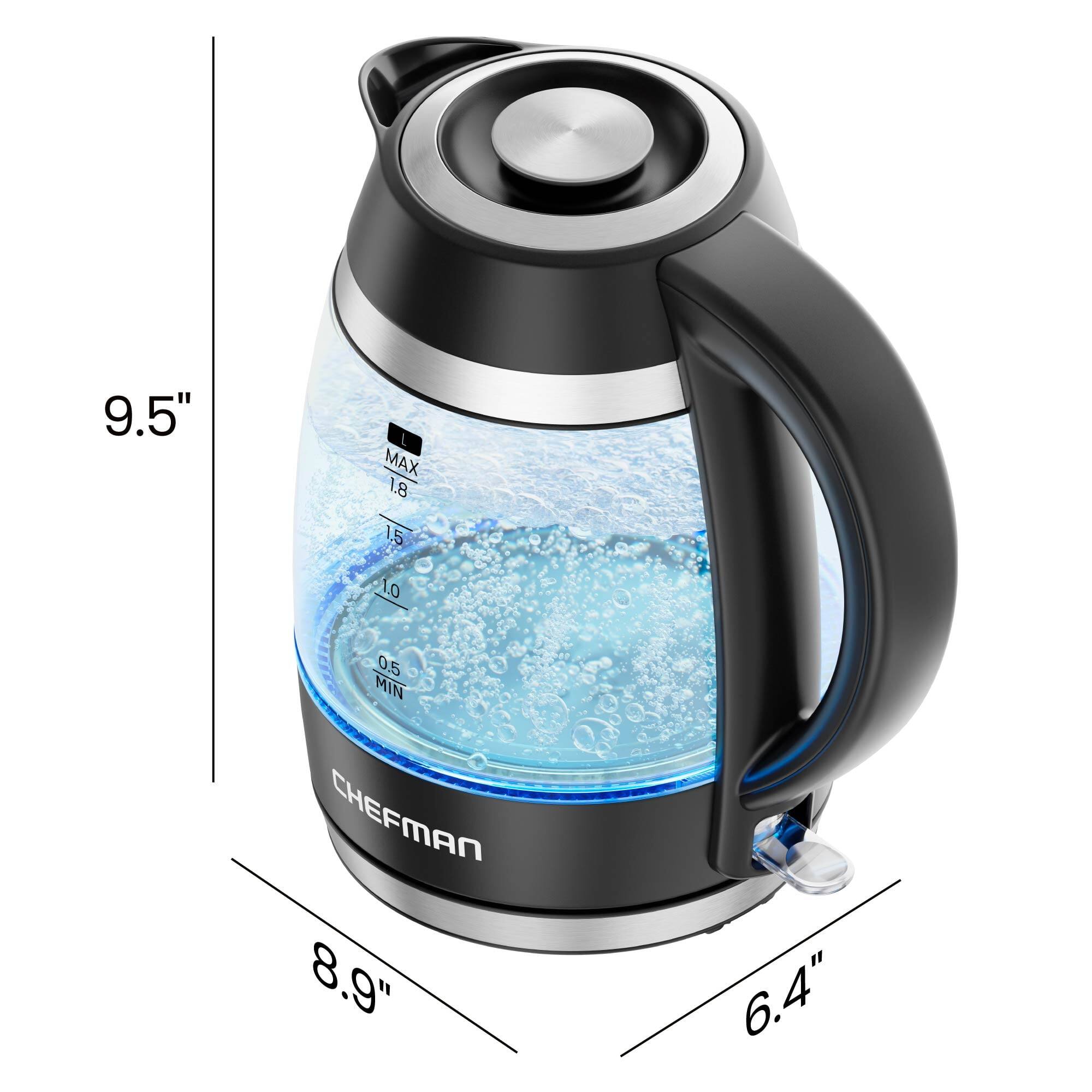 9.5"  
MAX 1.8  
1.5 to 0.5 MIN  
CHEFMAN  
8.9"  
6.4"