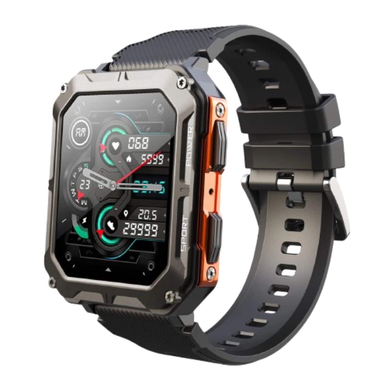 Home Collection - C20 Pro Smart Watch Military Tactical Men Sport Heart Rate Fitness Tracker Wristwatch - Orange Silicone - Orange - (2024)