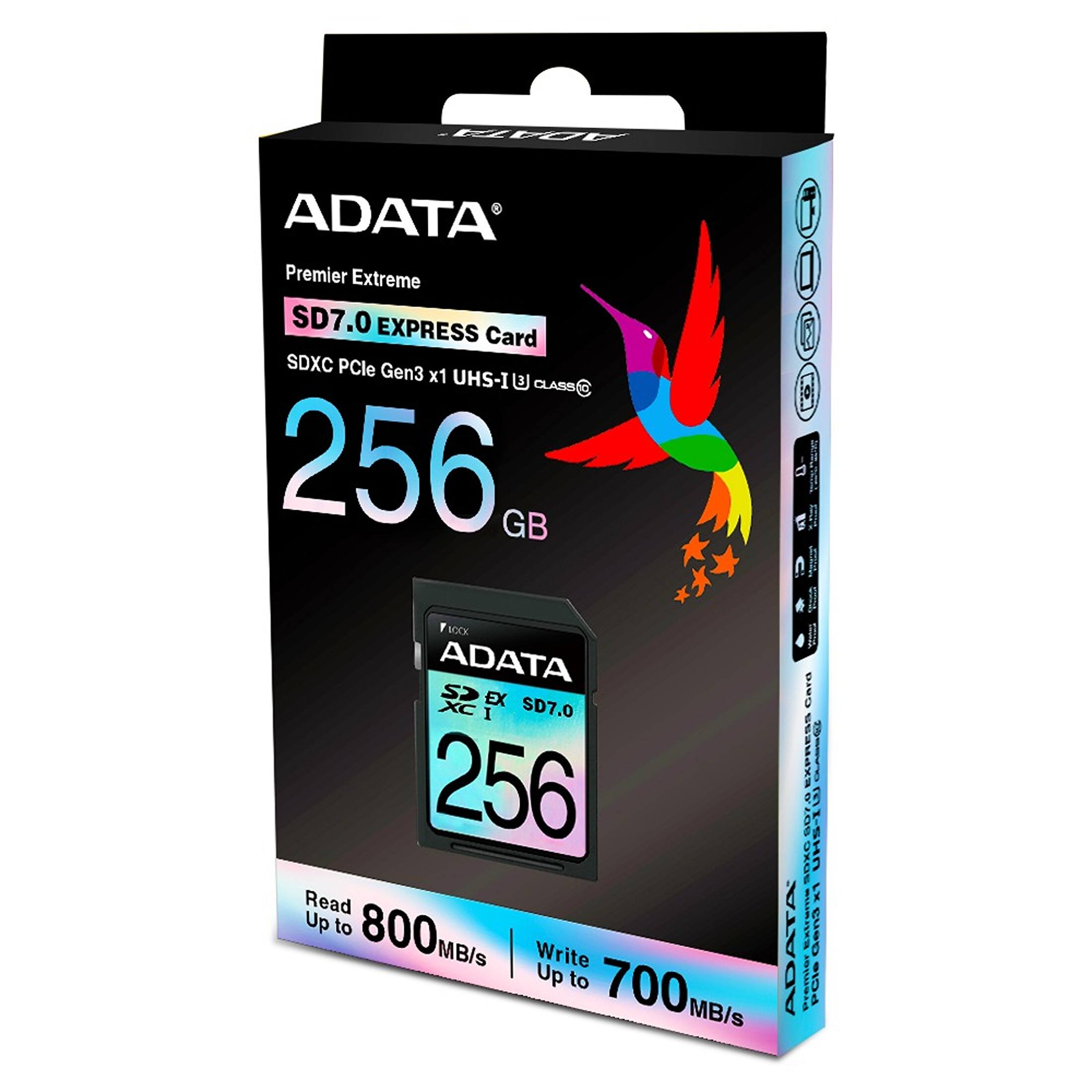 ADATA Premier Extreme SD7.0 EXPRESS Card SDXC PCIe Gen3 x1 UHS-I CLASS 256 GB

ADATA SD7.0 EXPRESS Card SDXC PCIe Gen3 x1 UHS-I

Read Up to 800MB/s

Write Up to 700MB/s