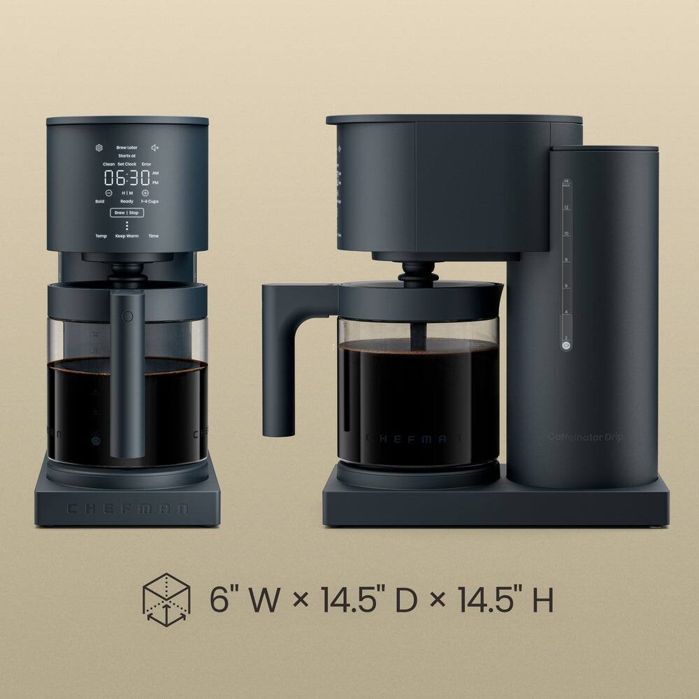 - Starts
- 06:30
- Coa
- A. D CHEFMAN Caffeinator Drip CHEEMAN 6" W x 14.5" D x 14.5" H