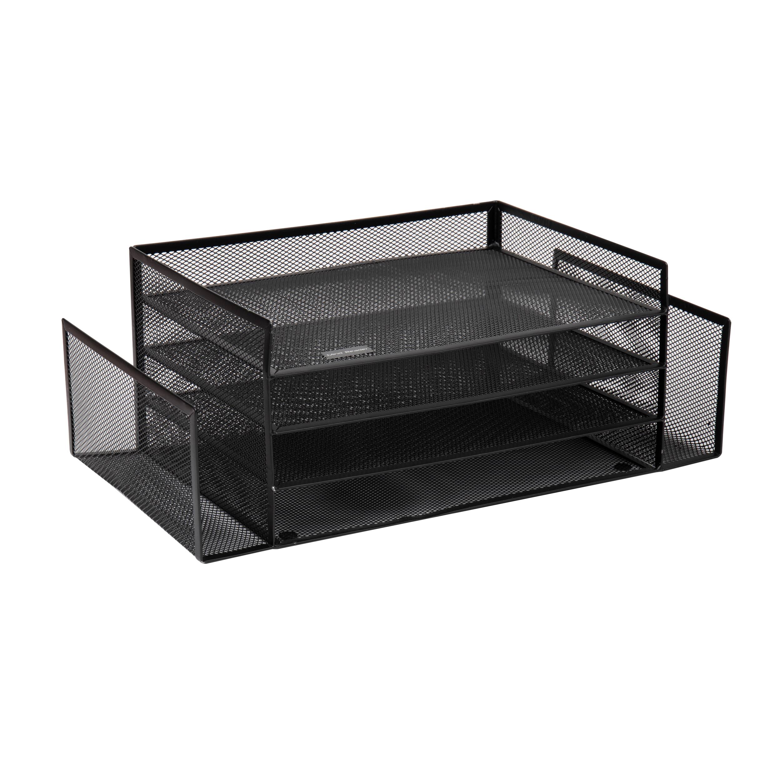 Alt View 12. Mind Reader - 4 Trays and 2 Side File Holders - Black.
