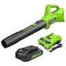 Greenworks - 24V Cordless Axial Blower (90 Mph / 320 Cfm), with 2Ah USB Battery and Charger 2415702 - Green