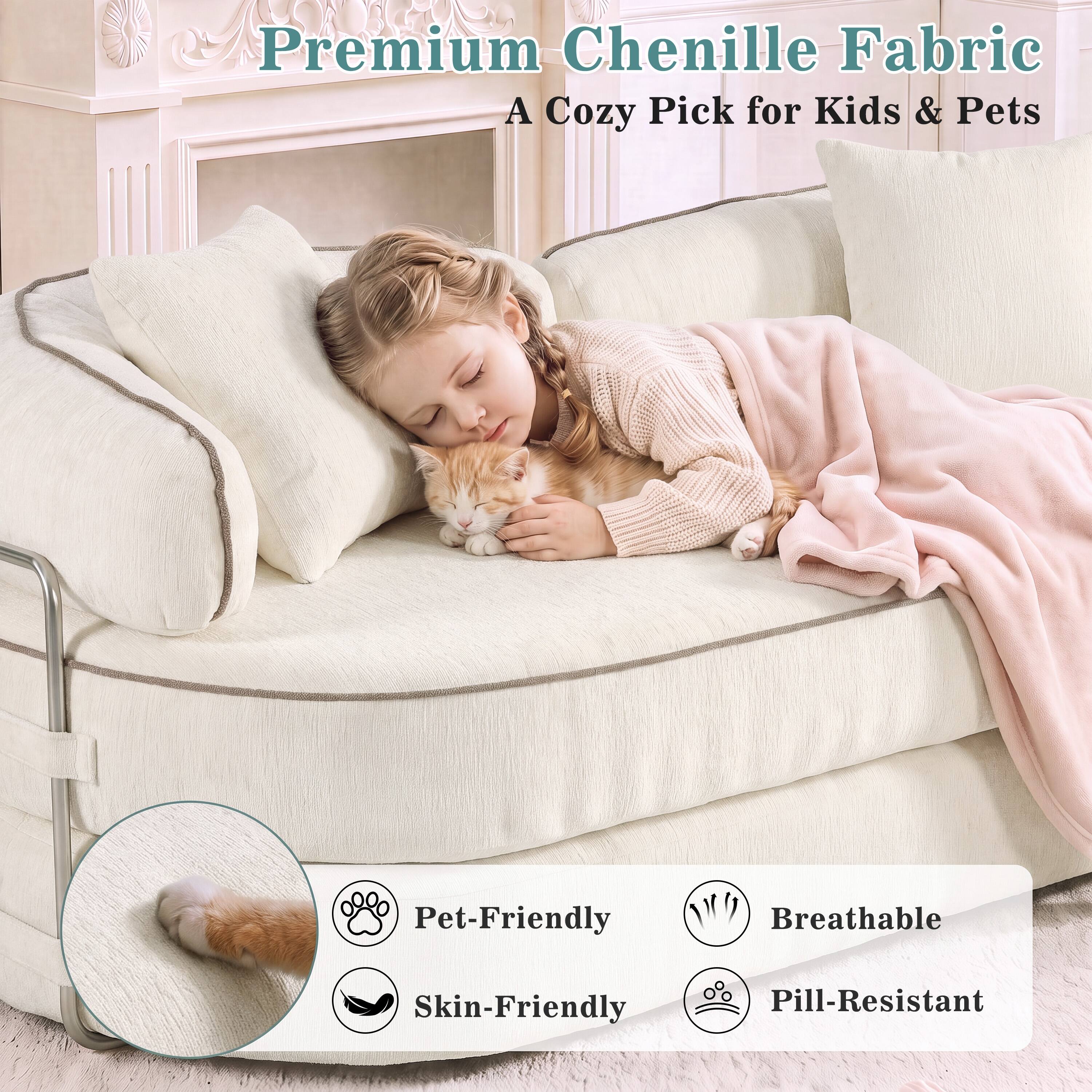 Premium Chenille Fabric  
A Cozy Pick for Kids & Pets  

Pet-Friendly  
Skin-Friendly  
Breathable  
Pill-Resistant