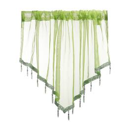 Unique Bargains - Window Valance Curtains, 51x24 Inch, Beaded Triangle, Light Filtering Sheer for Bedroom Bathroom Living Room - Green
