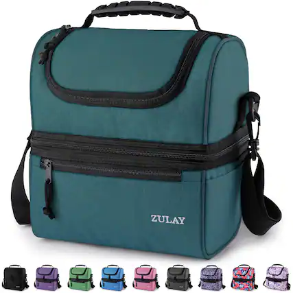 Front. Zulay Kitchen - Zulay Kitchen Insulated Lunch Bag For Men and Women - Reusable Dual Compartment Lunch Bag With Adjustable Shoulder Strap - Caribbean Blue.