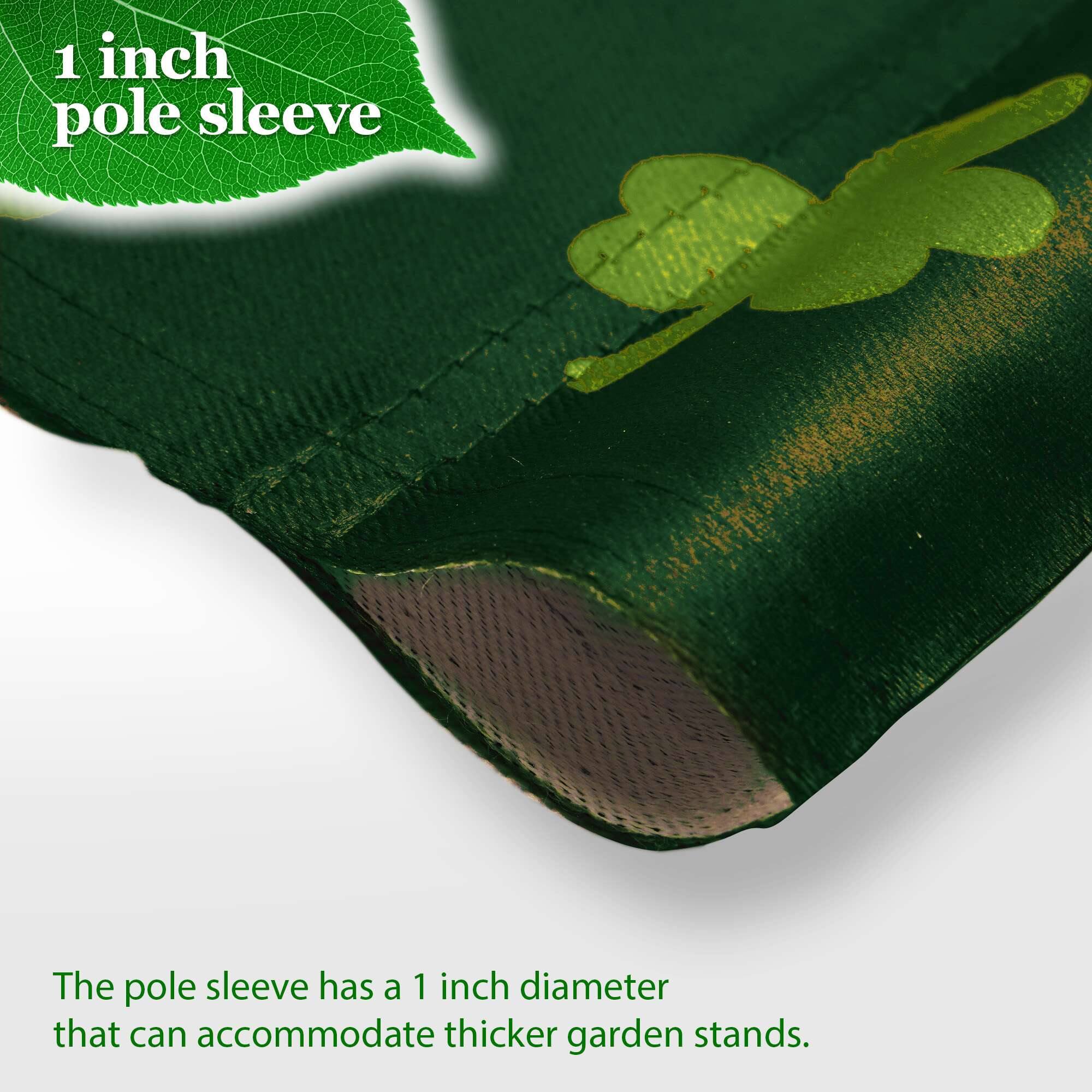 1 inch pole sleeve

The pole sleeve has a 1 inch diameter that can accommodate thicker garden stands.